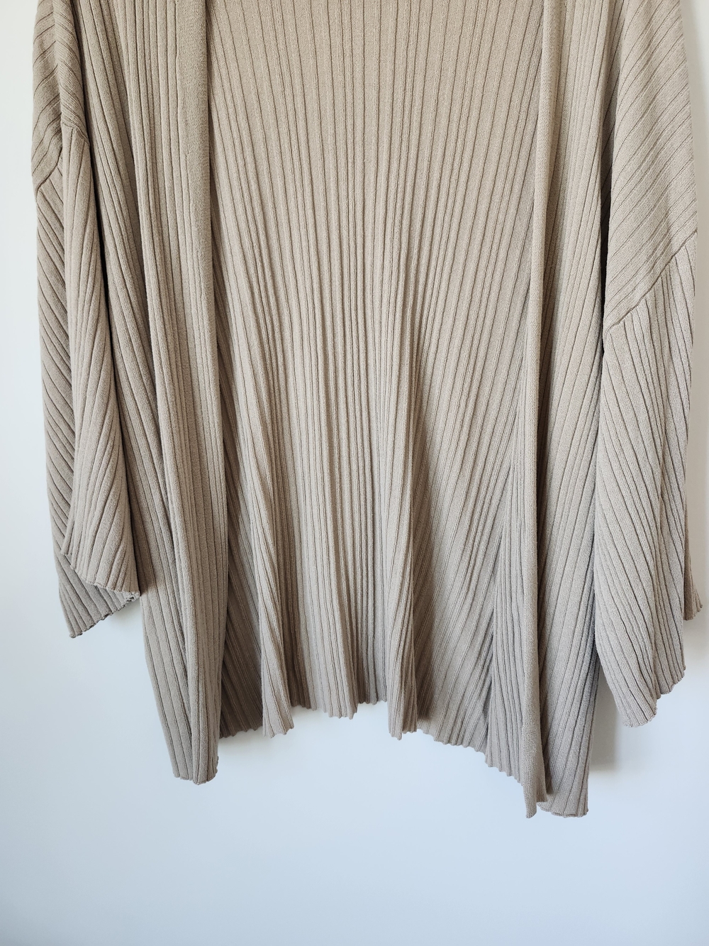 Tan Ribbed Open-Front Sweater Cardigan - Picture 6 of 9